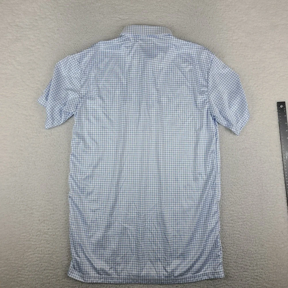 Collars & Co. Dress Polo Shirt Mens Large Tall Blue White Check Performance